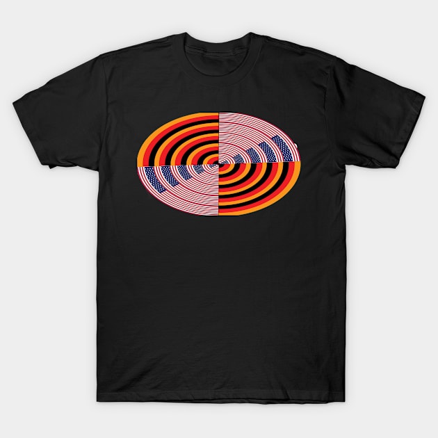 German- American Spinning Circle Design T-Shirt by PandLCreations